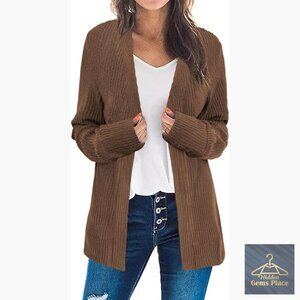 Large Long Sleeve Cardigan Sweater Lightweight Fleece Business Casual